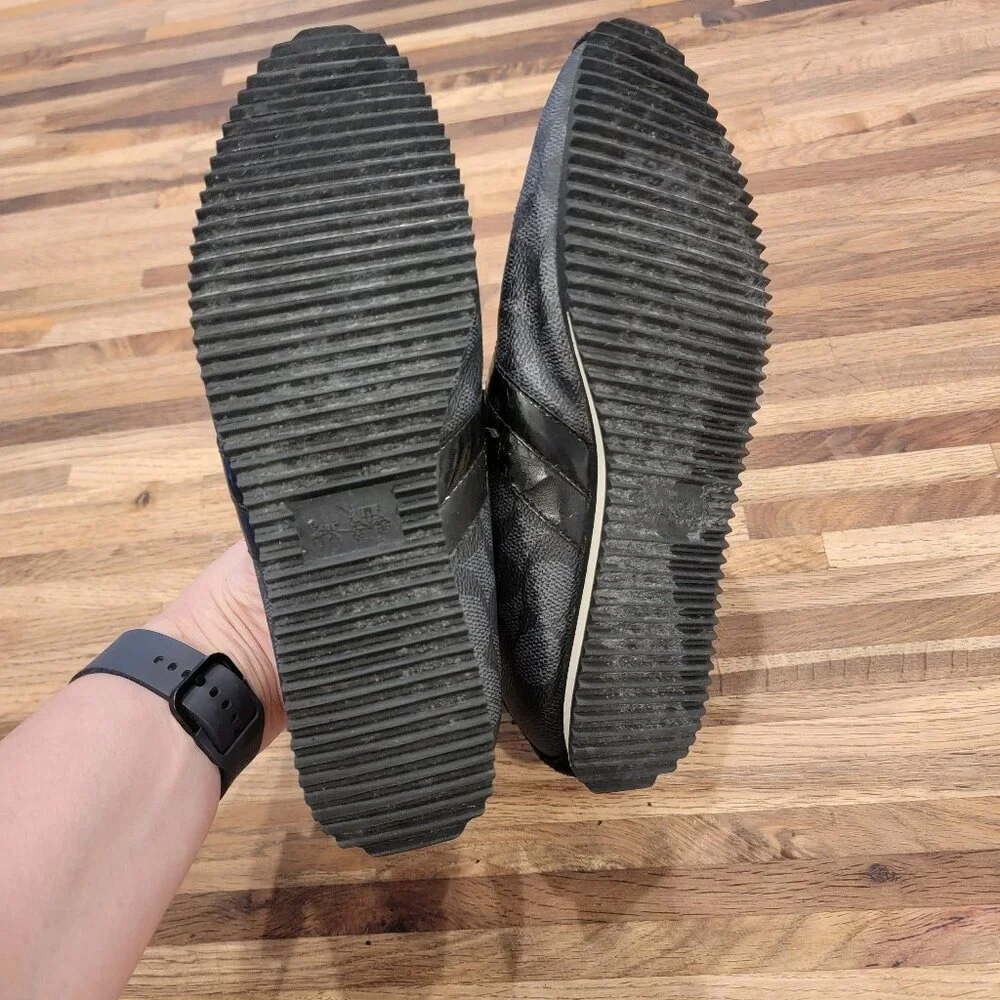 COACH Signature IVY Leather Trainer Black Sneakers Laced Shoes